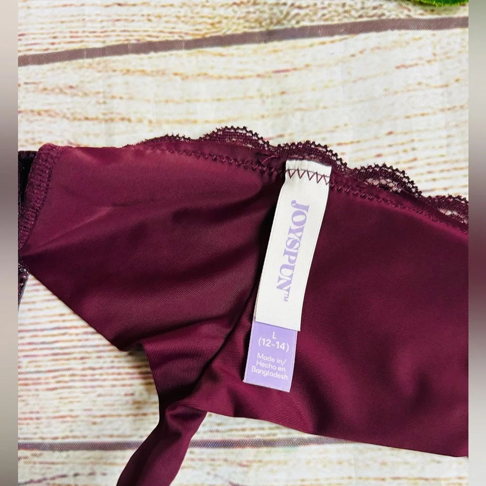 Joyspun Women’s Burgundy Lace Thong Underwear Size L NWOT - Picture 5 of 5